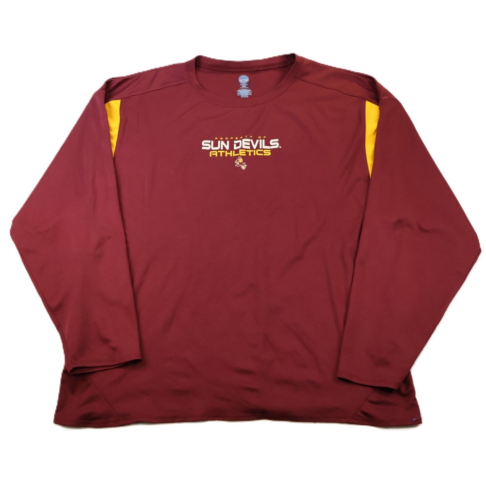 NCAA Mens 2XL Long Sleeve Shirt Maroon ASU Sun Devils Athletics Performance
